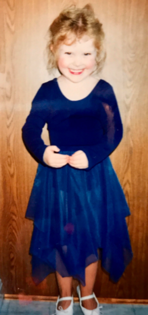 young kami zahner in blue dress
