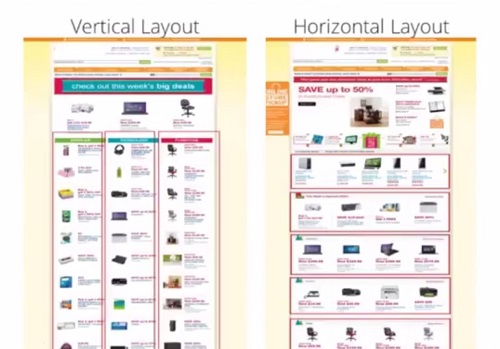 examples of vertical and horizontal website layouts
