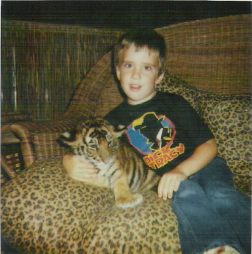 Young Jeremy with a tiger