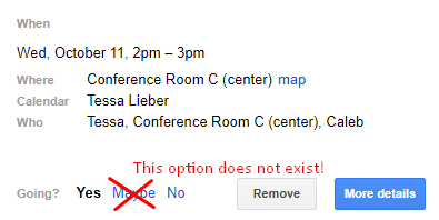 Maybe is not an option that should exist on your calendar RSVP