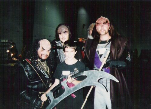 Young Jeremy with people dressed as Klingon Mercenaries