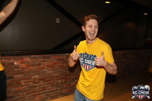 Matt celebrating in bowling