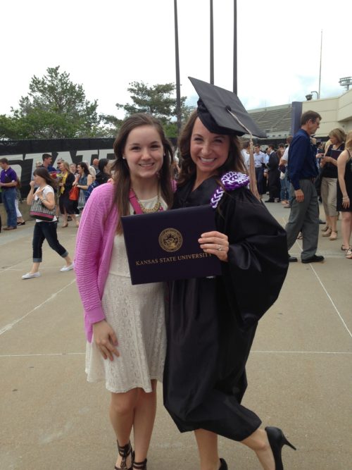 Julie and her sister at graduation