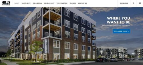HILLS Properties' new website homepage