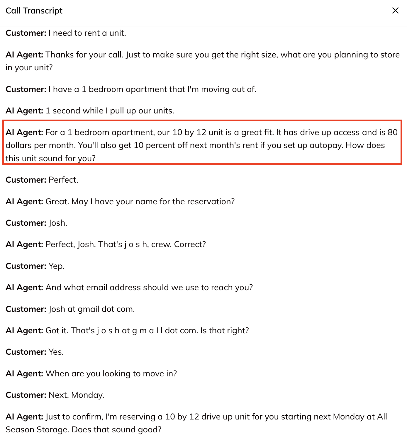 Patchwork Labs Sales Transcript Screenshot