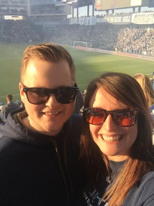 Melanie and Eric at a Sporting KC Soccer Game