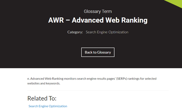 glossary term for AWR- Advanced Web Ranking 