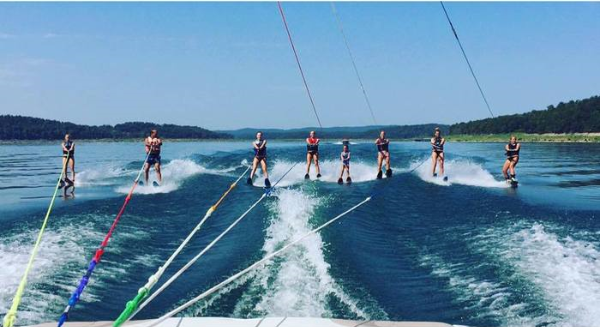 Kim G water skiing with friends